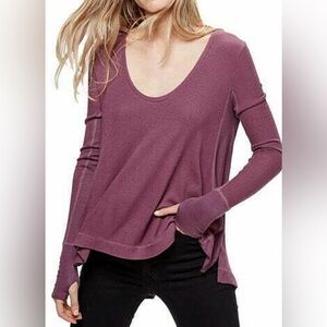 We The Free 'Malibu' Thermal Long Sleeve Top size Petite Small Boho Casual